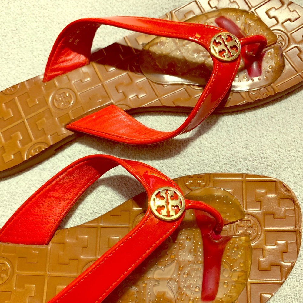 Tory Burch Patent Red Flip-Flops